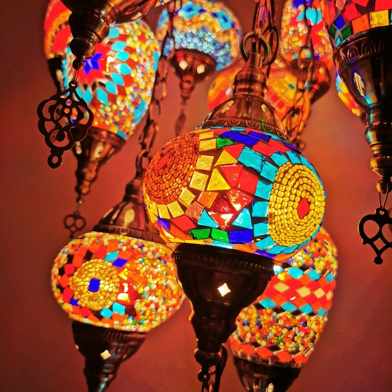 Moroccan Turkish Style Retro Vintage Pendant Light E27 Base Mediterranean Large Chandelier (WH-DC-35)