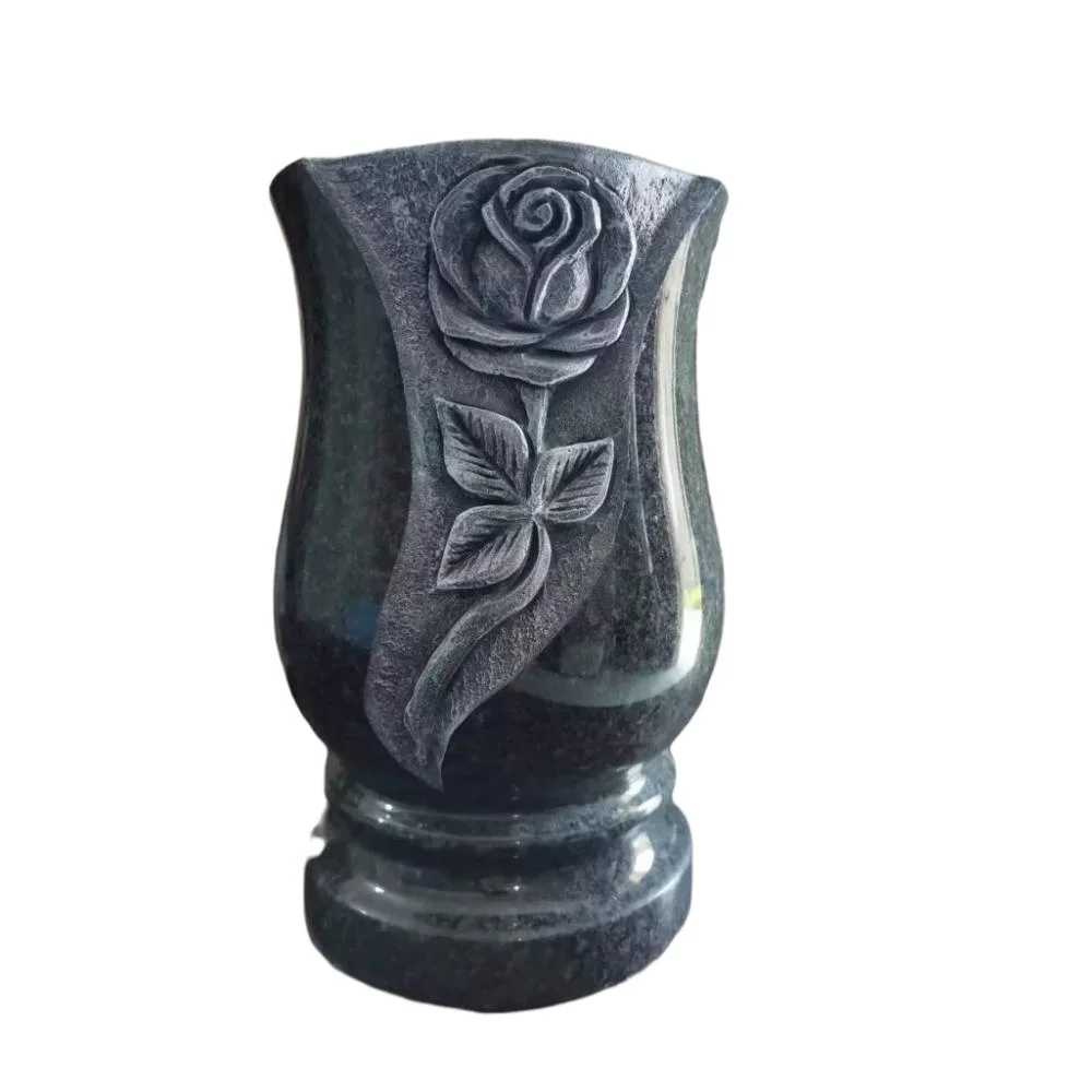 Africa Black Granite Stone Flower Vase for Cemetery Memorial Tombstone Monument Headstone Gravestone