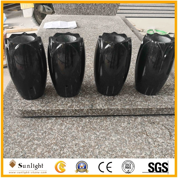 Africa Black Granite Stone Flower Vase for Cemetery Memorial Tombstone Monument Headstone Gravestone