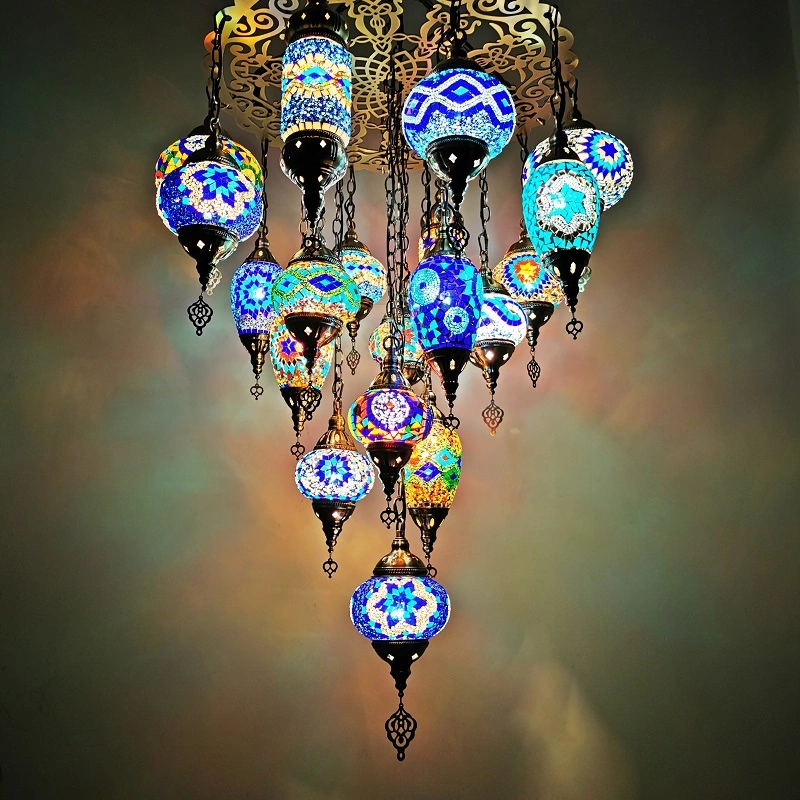 Moroccan Turkish Style Retro Vintage Pendant Light E27 Base Mediterranean Large Chandelier (WH-DC-35)