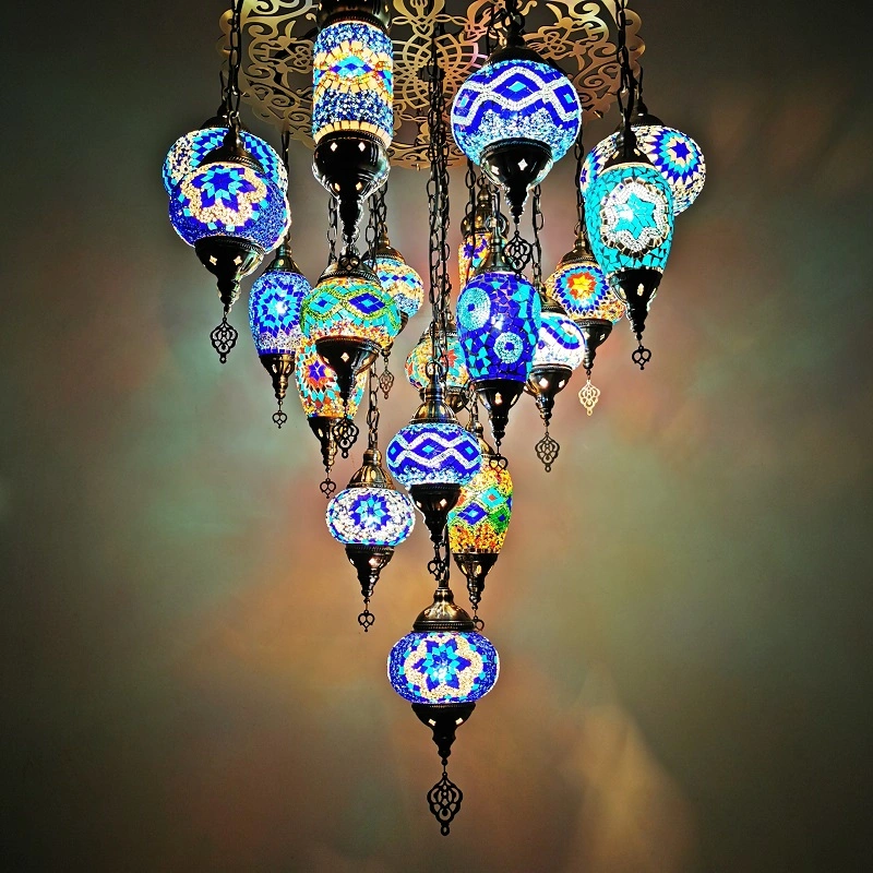 Moroccan Turkish Style Retro Vintage Pendant Light E27 Base Mediterranean Large Chandelier (WH-DC-35)