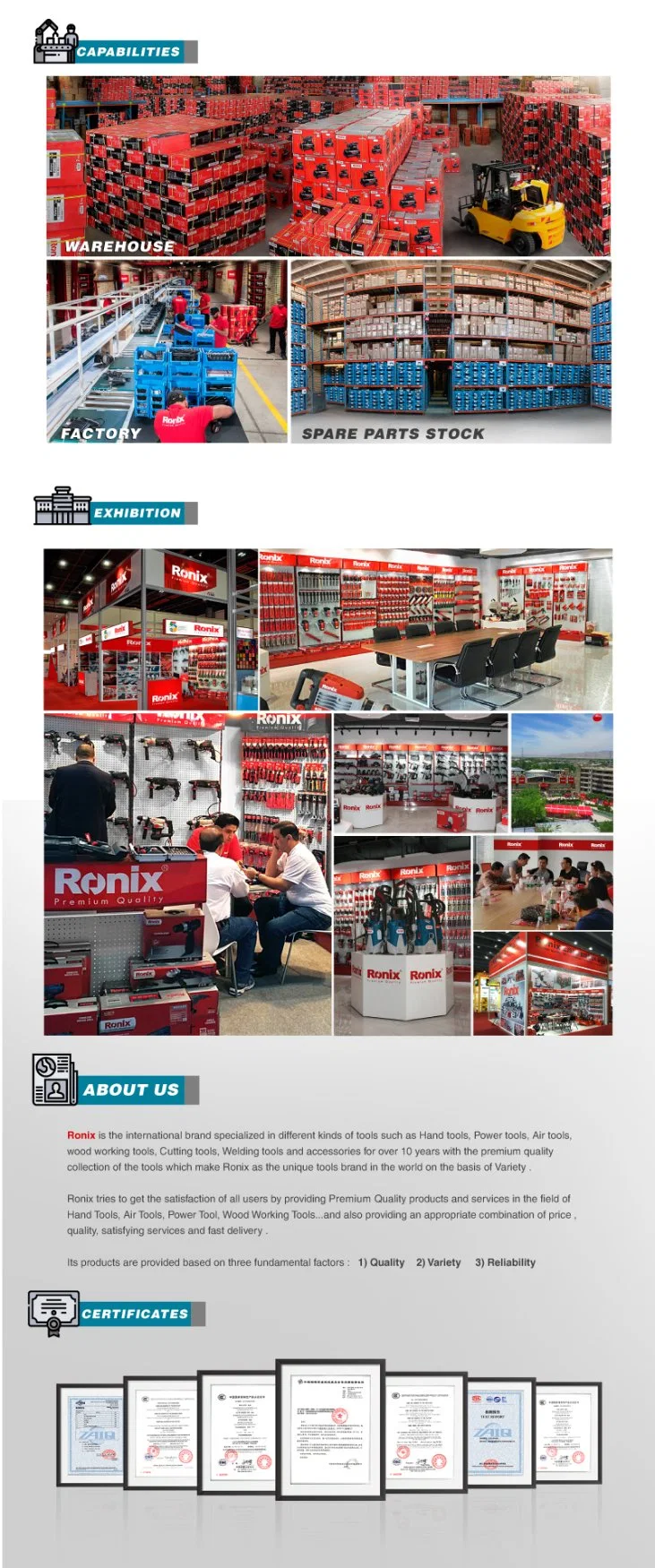 Ronix RS-0006 220-240V Electric Drill Tool Set Toolbox Storage for Homeowner DIY Handyman 52 Piece Impact Drill Kits