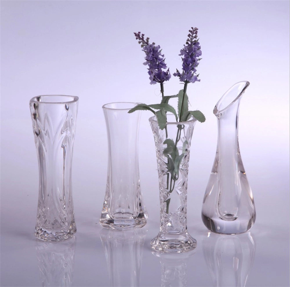 18cm Flower Vase Without Handle for Big Bunch of Flowers Embossed Ball Shape Resin Vase Nice Design Cylinder Clear Glass Vase for Home, Office, Wedding