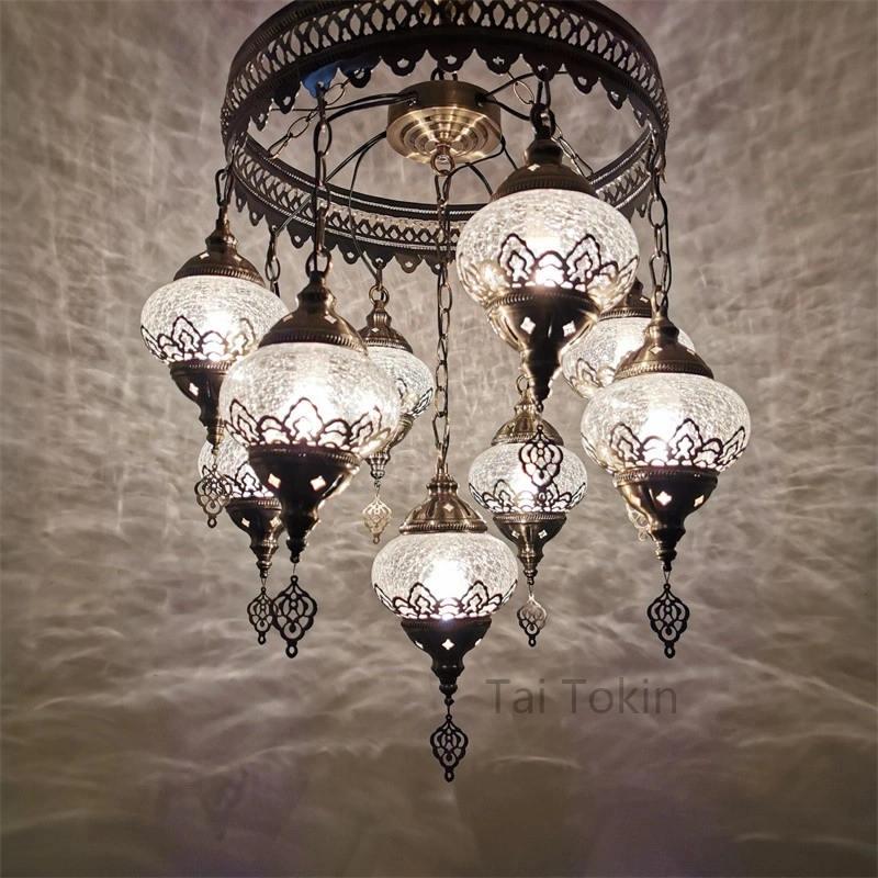 Mediterranean Style Chandelier Light Handmade Mosaic Big Turkish Lamps (WH-DC-22)