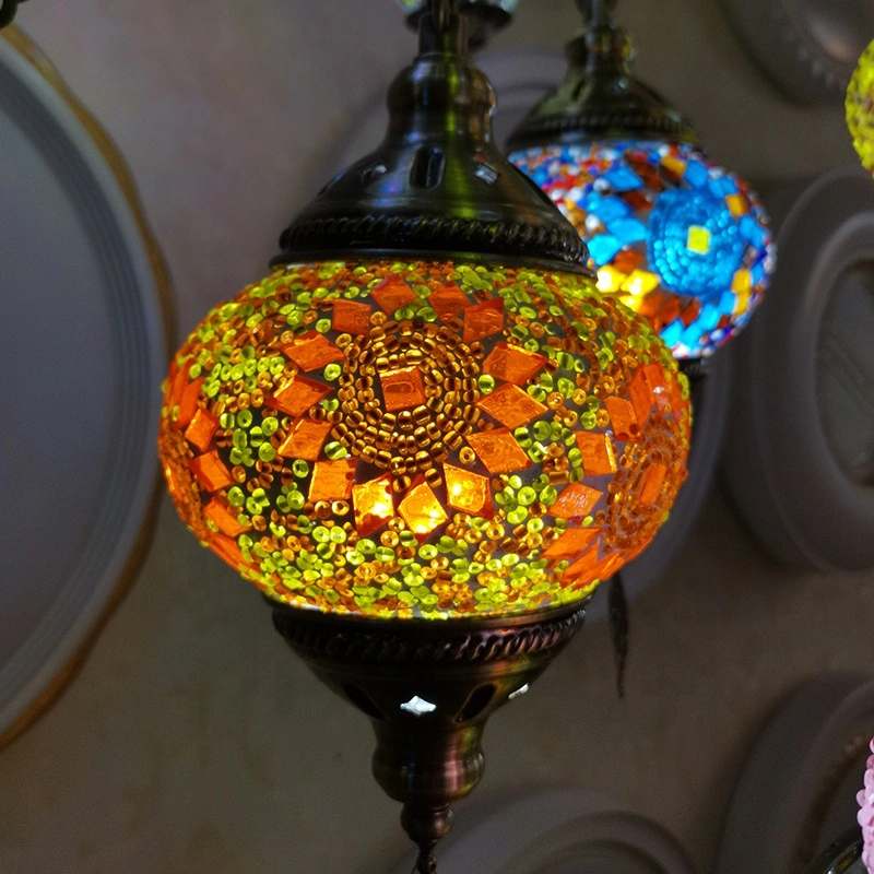 Wholesale Hanging Glass Chandeliers Light Turkish Moroccan Pendant Light Handmade Mosaic Glass Lamps (WH-DC-55)