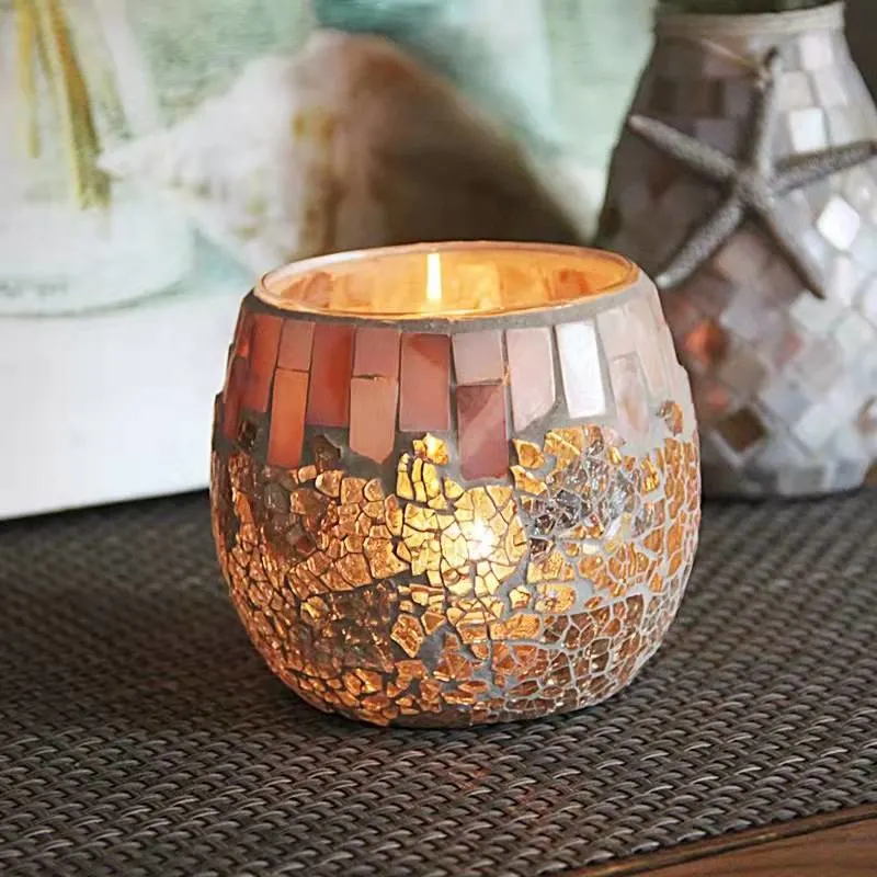 DIY Glass Mosaic Candle Jar Candle Holders