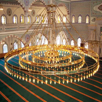 カスタムメイドデザインモスクイスラム銅クリスタル照明イスラムシャンデリア (WH)